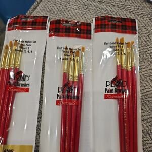 NWT Set of 3 Plaid Essentials #42807 4pk Flat Gold Nylon Value pk Crafts